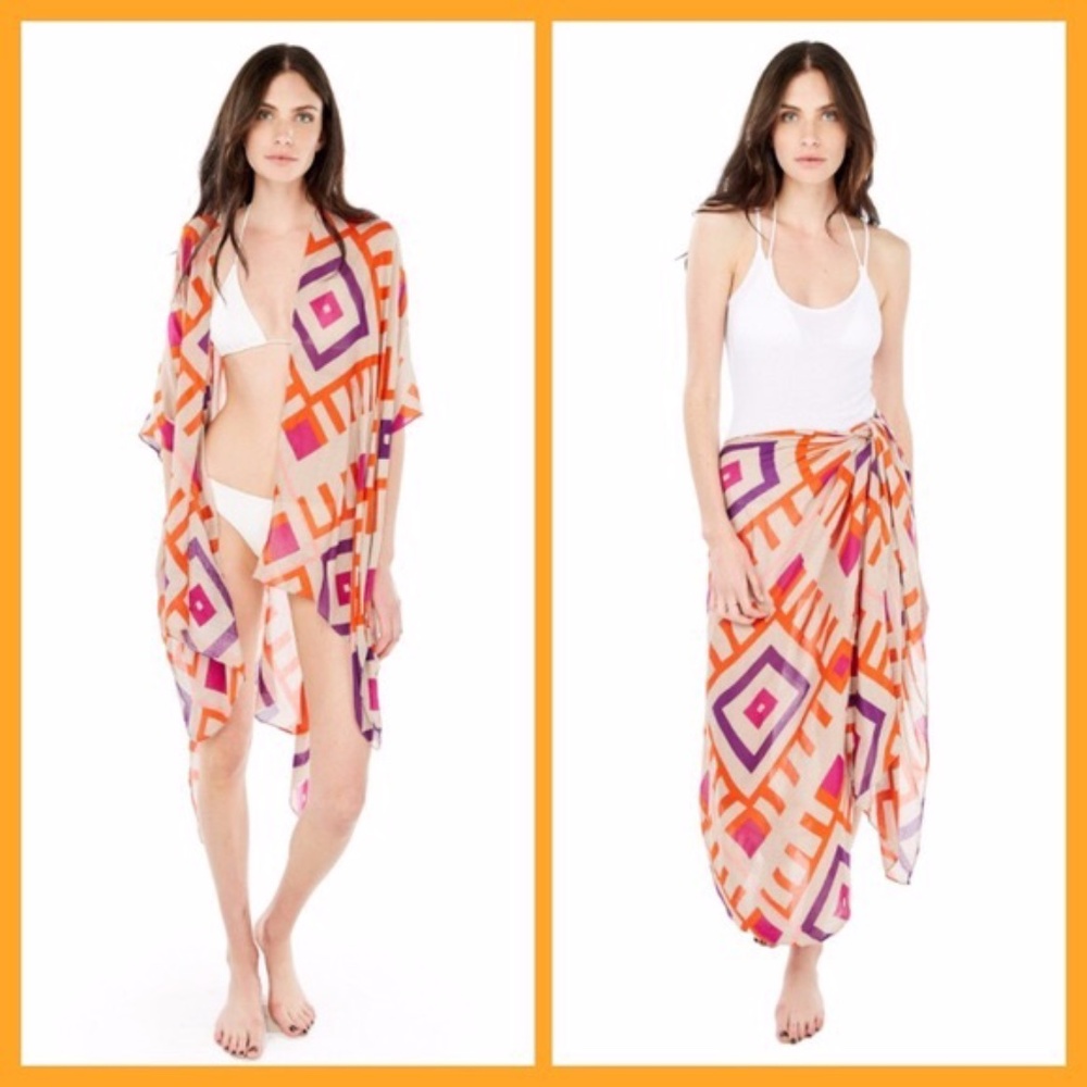 Michael Stars Ruana Patterned Scarf Sarong